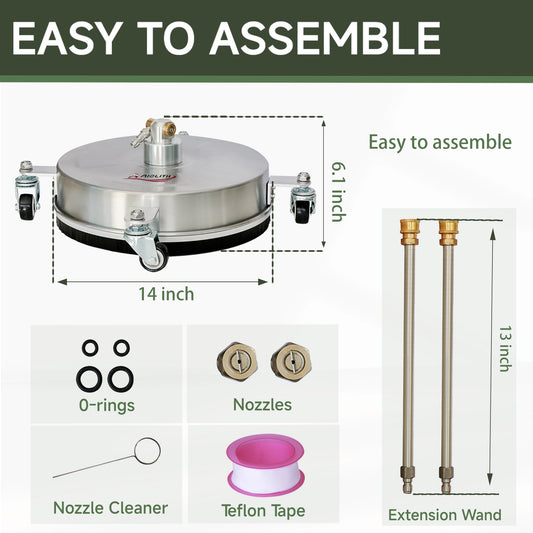 Heavy-duty 14inch surface cleaner for effective outdoor cleaning